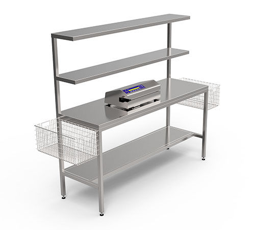 Mesa de acondicionamiento de instrumental médico - 50.101 series - Famos - rectangular / de acero inoxidable