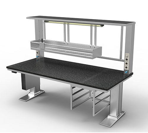 Mesa de trabajo - Famos - de acondicionamiento de instrumental médico / rectangular / de altura regulable