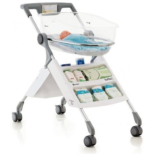 Cuna hospitalaria con ruedas - 007V OVAL BABY® - Fanem - Trendelenburg / Trendelenburg invertida / transparente