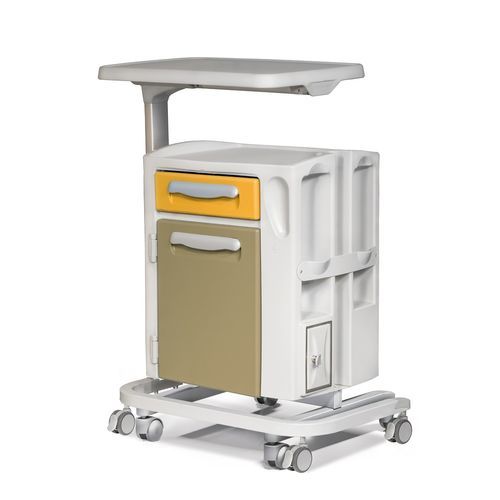 Mesa de cabecera con ruedas - ROTOMOULDING MDF - Favero Health Projects - con cajones