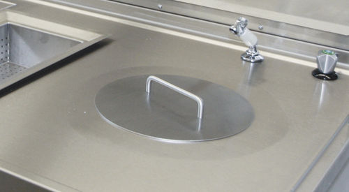 Mesa de laboratorio con fregadero - 82650 - Funeralia - de acero inoxidable
