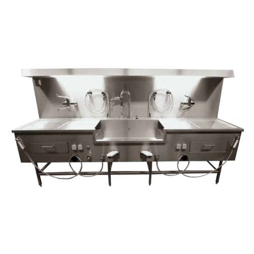 Mesa de autopsia - 88680 - Funeralia - rectangular / con fregadero / de anclaje