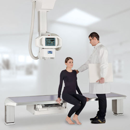 Sistema de radiografía digital - Kalos Evolution - General Medical Merate - para radiografía polivalente / con Bucky en el suelo / con brazo portatubos telescópico de techo