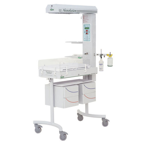 Mesa de reanimación neonatal con lámpara de fototerapia - Neosolution - Gigante Recém Nascido - con ruedas