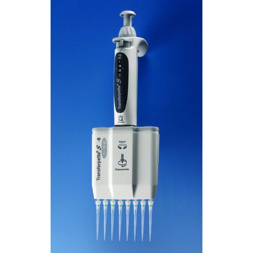 Micropipeta manual - Transferpette® S-8 - Glaswarenfabrik Karl Hecht - a pistón / 8 canales / de volumen regulable