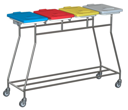 Carro para bolsas para lavandería - W465L - Hammerlit - con asidero / 4 bolsas / de acero inoxidable