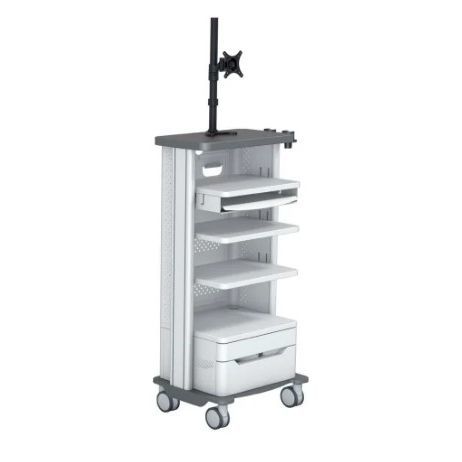 Carro para endoscopia -  „Klinik“ - HEBUmedical   - para monitor / de aluminio / 1 cajón