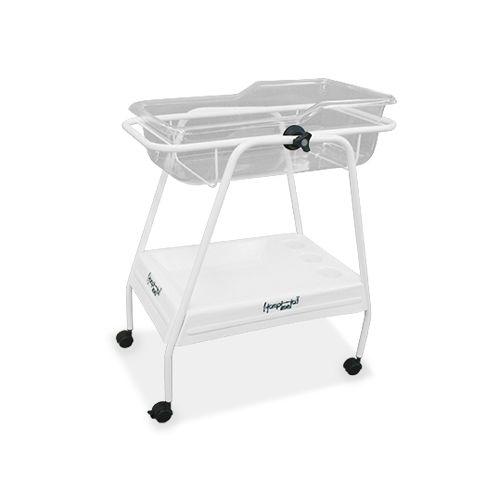 Cuna hospitalaria con ruedas - HM.2009C - Hospimetal - de acero inoxidable / transparente