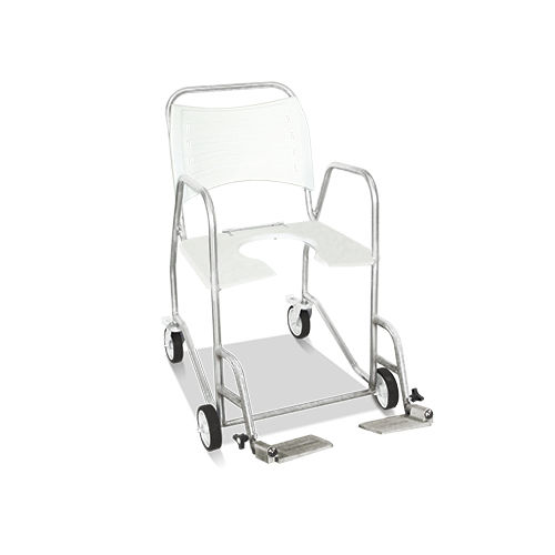 Silla de ducha con reposabrazos - HM.2046A - Hospimetal - con ruedas / con apertura higiénica / de plástico