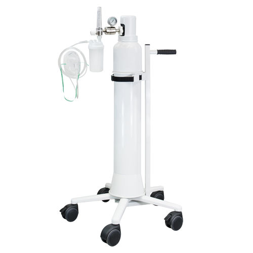 Sistema de oxigenoterapia en carro - AEROtreat - HUM - Gesellschaft für Homecare und Medizintechnik - con máscara de oxígeno / con botella de oxigeno