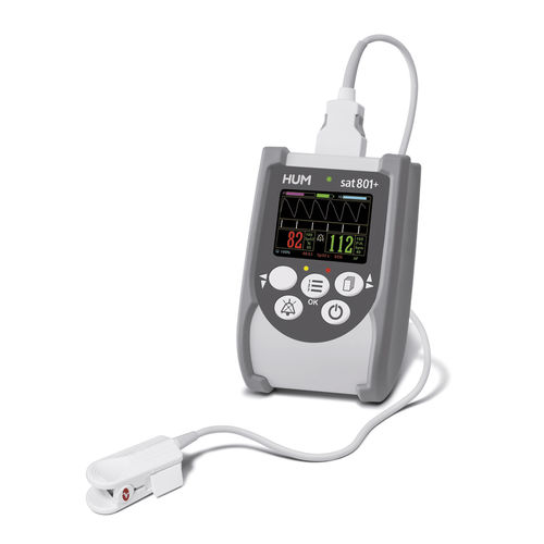 Pulsioxímetro portátil de mano - AEROcheck® sat801+ - HUM - Gesellschaft für Homecare und Medizintechnik - con sensor separado