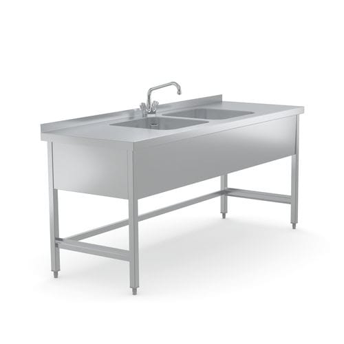 Fregadero médico - 7506195 - Hupfer Metallwerke GmbH & Co. KG - 2 estaciones / de acero inoxidable / de altura regulable