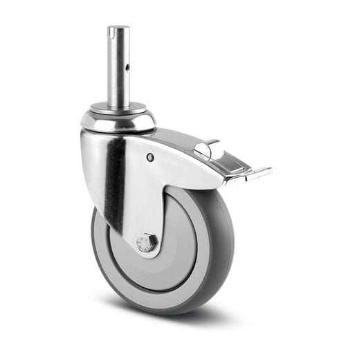 Rueda con freno - 014000109 - Hupfer Metallwerke GmbH & Co. KG - de acero inoxidable / giratoria
