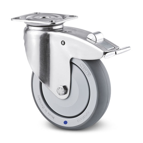 Rueda con freno - 014000120 - Hupfer Metallwerke GmbH & Co. KG - de acero inoxidable / giratoria