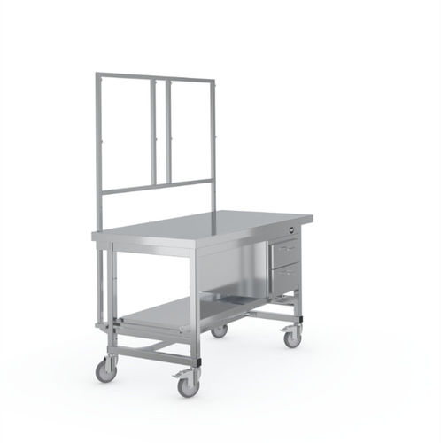 Mesa de acondicionamiento de instrumental médico - 7505963 - Hupfer Metallwerke GmbH & Co. KG - rectangular / con ruedas / con cajones