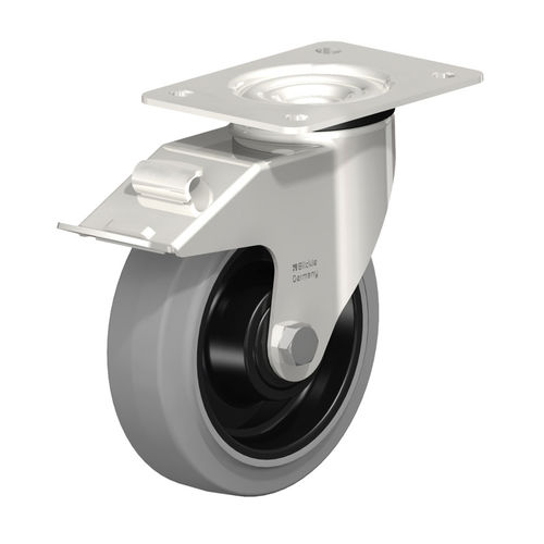Rueda con freno - 014000157 - Hupfer Metallwerke GmbH & Co. KG - de acero inoxidable / giratoria