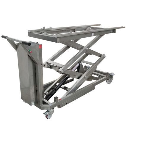 Carro para traslado de cadáveres de elevación - FP000053 - HYGECO - eléctrico / de acero inoxidable / para cuerpos pesados