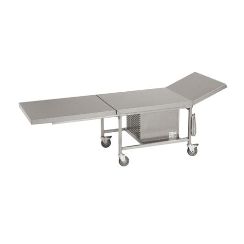 Mesa bariátrica - FP000043 - HYGECO - con ruedas / plegable / de acero inoxidable
