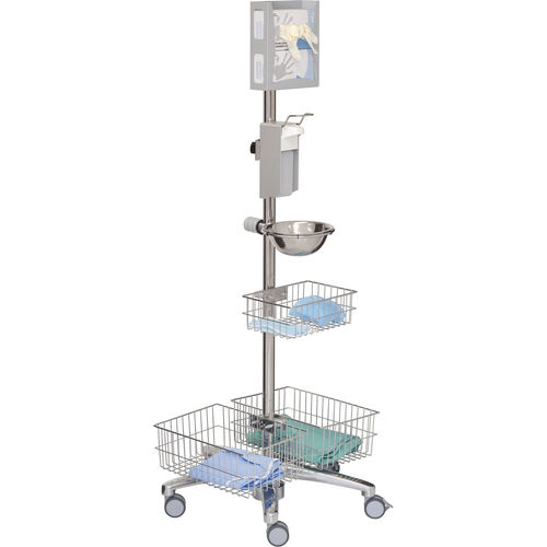 Estación móvil de higiene con ruedas - 22413 - Inmoclinc - con canasta / con soporte para gel hidroalcohólico / con caja de guantes