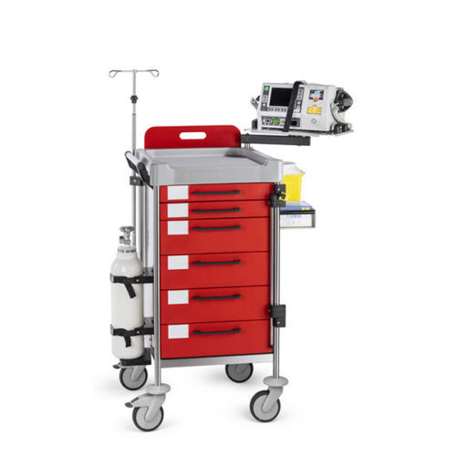 Carro de emergencia - Q260 R - Insausti - para desfibrilador / de acero inoxidable / de polietileno