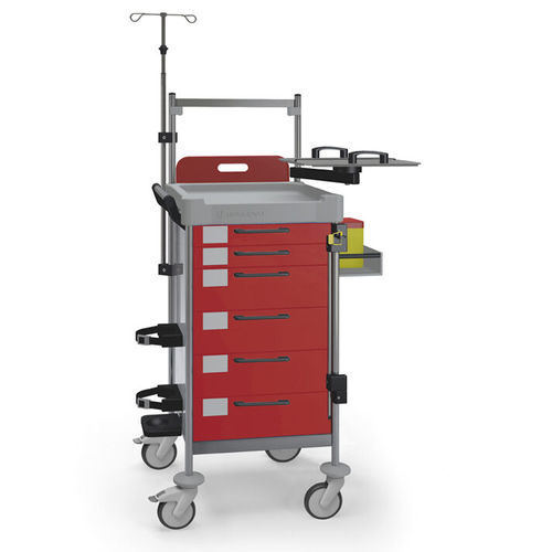 Carro de emergencia - Q224 R - Insausti - para desfibrilador / de acero inoxidable / de polietileno
