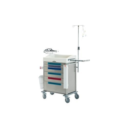 Carro de emergencia - K040 / K - Kenmak Hospital Furnitures  - para desfibrilador / para desechos / de acero inoxidable