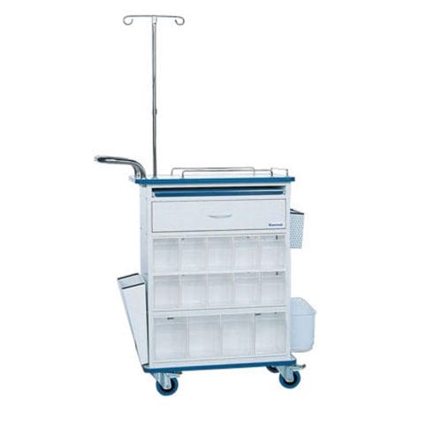 Carro para medicamentos - K040 - Kenmak Hospital Furnitures  - para desechos / de dispensación de medicamentos / con cajón
