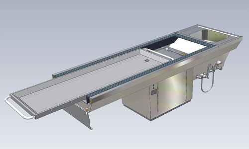Mesa de autopsia de medicina legal - STV 10/850-ROLL-IN - KUGEL medical GmbH & Co. KG - de disección / de lavado de cadáveres / móvil