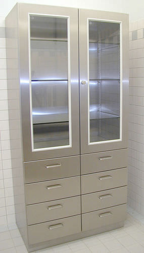 Armario para instrumental - INS-800-8S - KUGEL medical GmbH & Co. KG - para sala de operaciones / con estante / con puerta abatible