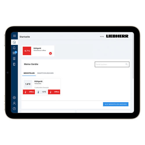 Sistema de monitorización de laboratorio - SmartMonitoring - Liebherr - con pantalla táctil