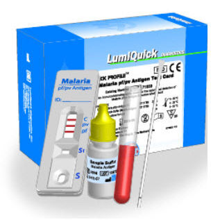 Kit de prueba de malaria - QuickProfile™  - LumiQuick Diagnostics Inc. - para antígenos / de sangre / inmunocromatográfico