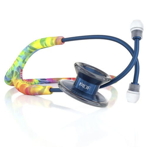 Estetoscopio cardiológico - MD ONE® EPOCH® TIE DYE/CAPRIDIUM - MDF Instruments - pediátrico / doble / de acero inoxidable