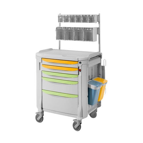 Carro para medicamentos - Medtrolley  - Medical Iberica - 5 cajones / con compartimentos laterales / móvil