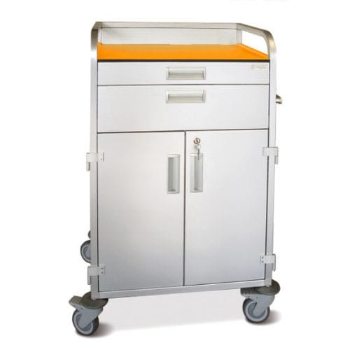 Carro médico - Medicar M4  - Mercura Industries - para cuidados / de aluminio anodizado / con 2 puertas