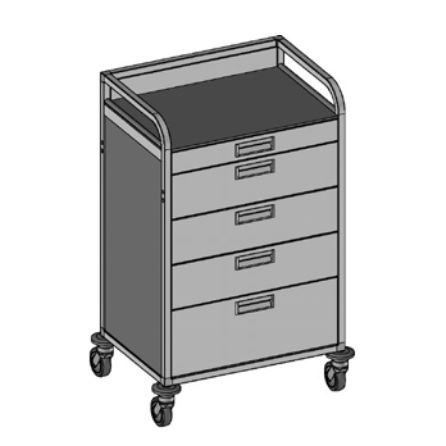 Carro para cuidados - Medicar MW5 - Mercura Industries - de aluminio anodizado / 5 cajones / móvil