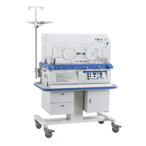 Incubadora neonatal con ruedas - YP-970 - Ningbo David Medical Device - con almacenamiento / con 4 ventanas de acceso