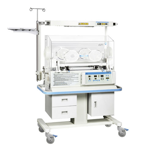 Incubadora neonatal con ruedas - YP-90AC - Ningbo David Medical Device - con lámpara de fototerapia / con almacenamiento / con 4 ventanas de acceso