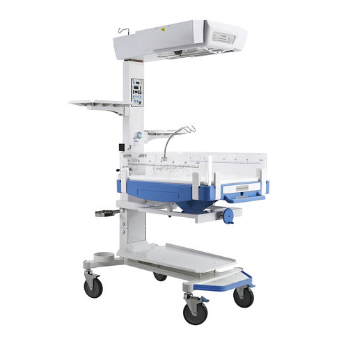 Mesa de reanimación neonatal con lámpara de fototerapia - HKN-93 series - Ningbo David Medical Device - con ruedas / con alarma / con temporizador APGAR