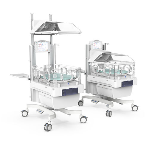 Incubadora neonatal con ruedas - YP-3100B - Ningbo David Medical Device - de altura variable / con pantalla táctil / con monitor