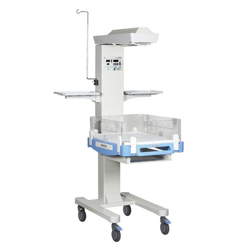Mesa de reanimación neonatal con lámpara de fototerapia - HKN-9010 - Ningbo David Medical Device - con ruedas / con alarma / con temporizador APGAR