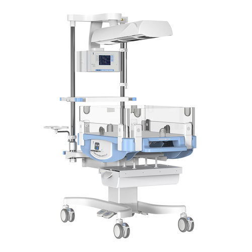 Mesa de reanimación neonatal con almacenamiento - HKN-2001 - Ningbo David Medical Device - con lámpara de fototerapia / con altura regulable / con ruedas