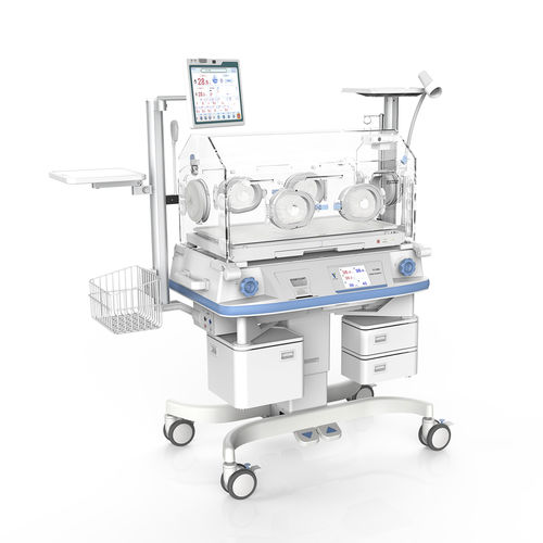 Incubadora neonatal con ruedas - YP-2200B - Ningbo David Medical Device - de altura variable / con pantalla táctil / con monitor