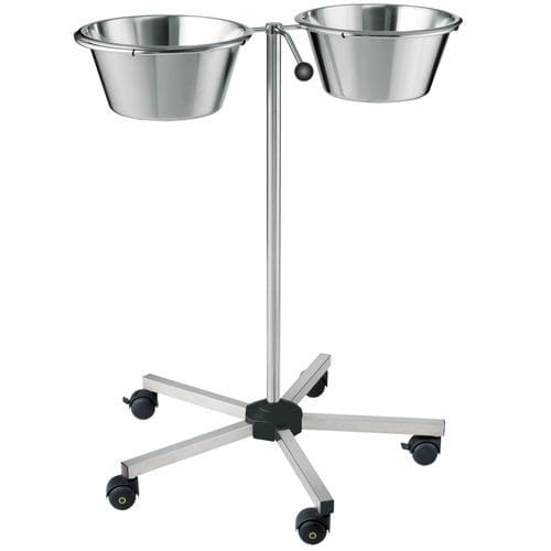 Portacuencos con dos recipientes - S0112002 - provita medical - con ruedas / de acero inoxidable