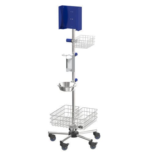 Estación móvil de higiene con ruedas - S02512PB - provita medical - con soporte para gel hidroalcohólico / con caja de guantes / con canasta