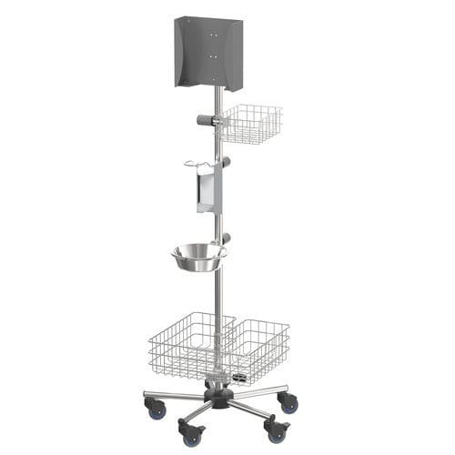 Estación móvil de higiene con ruedas - S025120S - provita medical - con soporte para gel hidroalcohólico / con caja de guantes / con canasta