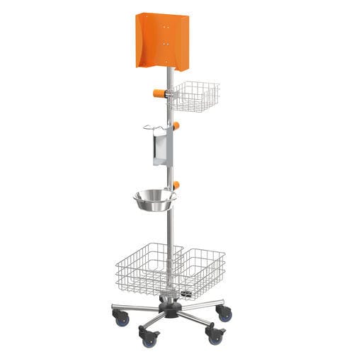 Estación móvil de higiene con ruedas - S025120I - provita medical - con soporte para gel hidroalcohólico / con caja de guantes / con canasta