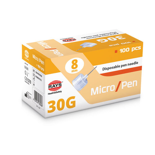 Aguja de inyección de insulina - 100-PEN30G8 - Rays  - tipo bolígrafo / 30 G