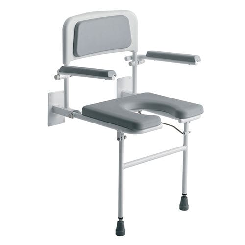 Asiento de ducha con reposabrazos - 4239G - Roma Medical Aids  - con apertura higiénica / con respaldo / abatible