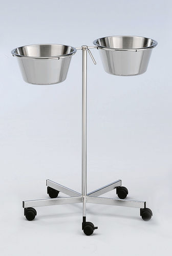 Portacuencos con dos recipientes - 242.1350.0 - SCHMITZ medical GmbH - con ruedas / de acero inoxidable