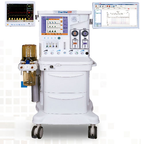 Estación de anestesia en carro - CWM-303 - Nanjing Chenwei Medical Equipment Co.,Ltd - con monitorización respiratoria / con ventilador / con mezclador electrónico de gases